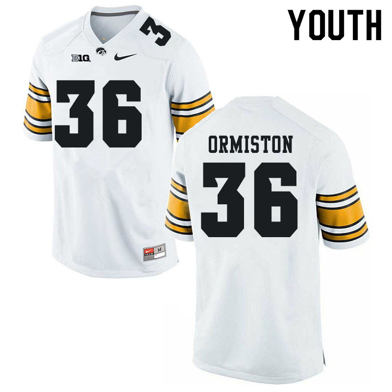 Youth #36 Sean Ormiston Iowa Hawkeyes College Football Jerseys Sale-White